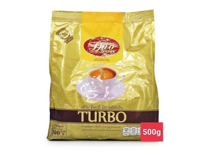 Dao 3in1 coffee Turbo bag stick 500g - Cà phê Đào 3 trong 1 Turbo túi 500g (25 gói)